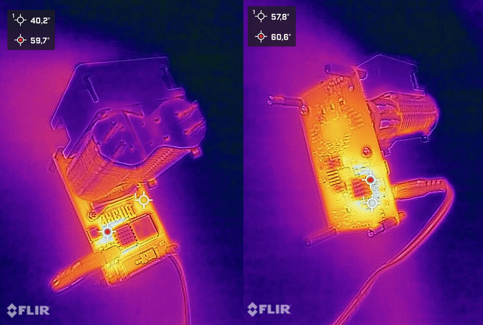 Massive cooper cooler on Bitaxe Gamma, thermal cam