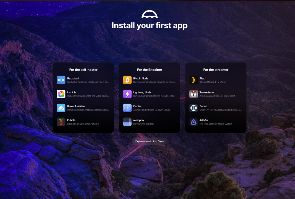 Install first app on Umbrel