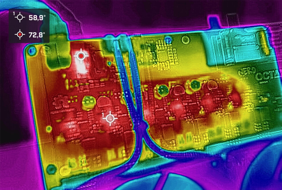 NerdOCTAXE revision 3.1 (El Ocho), thermal image of VREGs