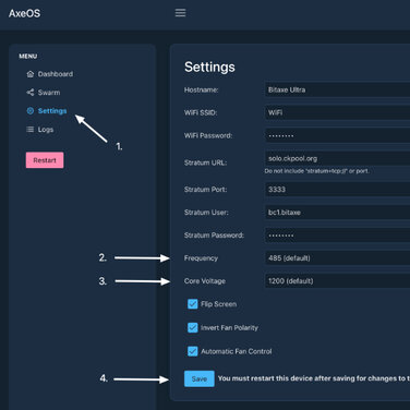 AxeOS Settings