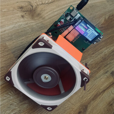 NERDQaxe++ with 120mm Noctua fan and NQ Helix shroud